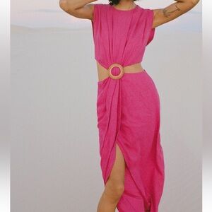 Zara Linen Blend Cut Out Dress